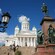 In Helsinkis main downtown, statues in front of the Lutheran Cathedral in Senate Square